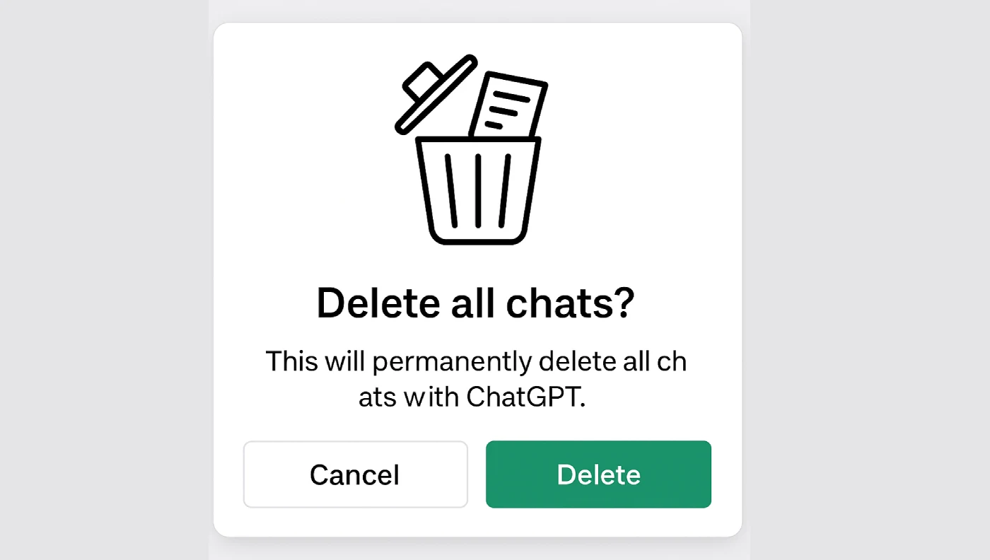 طريقة مسح محادثات ChatGPT بالكامل