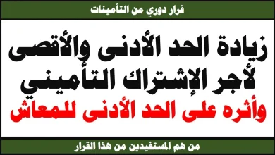 تعديل الحد الأدنى والأقصى لأجر الاشتراك التأميني